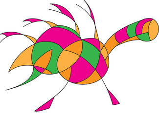 Abstract art "Strange bird in bright colors"