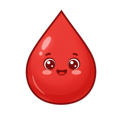 Cute Cartoon Blood Drop Illustration on Black Background