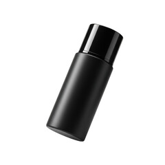 Isolated 3D Illustration of Black Bottle with Glossy Cap on Black