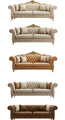 Elegant Classic Sofas Illustration with Decorative Pillows on Black Background