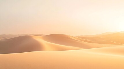 Desert Sand Dunes at Sunset with Soft Light and Warm Glow