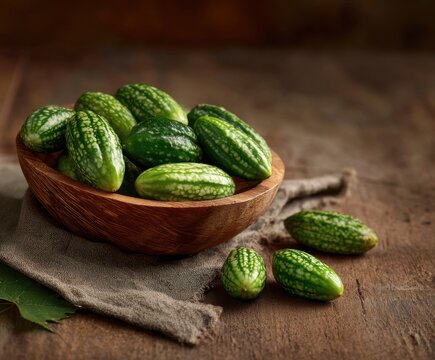 Mexican sour cucumber on table with copy space