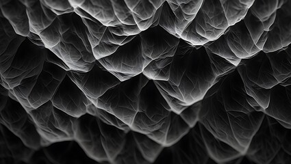Obraz premium Monochrome Abstract Fractal, Textured Dark Fractal Structure with Depth and Detail
