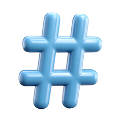 Obraz premium 3d blue hashtag symbol isolated on transparent background