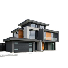 Modern Home Illustration with Wood Accents, Architecture, Design and Real Estate