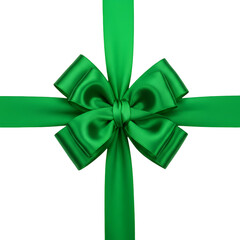 Realistic Illustration of a Green Satin Bow and Ribbon Against Black