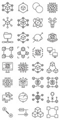 Next-Generation Decentralized Computing set of web icons in line style. decentralized computing, blockchain technology and edge computing.  Vector illustration