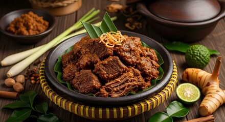 Fototapeta premium Beef Rendang, Indonesian Cuisine