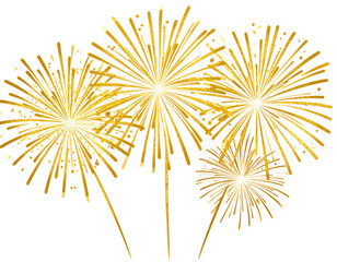Golden fireworks display isolated on transparent background
