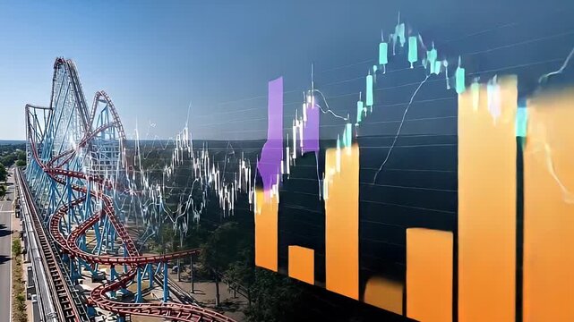 Roller coaster and stock market charts