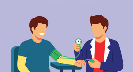 Fototapeta premium Doctor Checks Patient Blood Pressure Medical Checkup Illustration