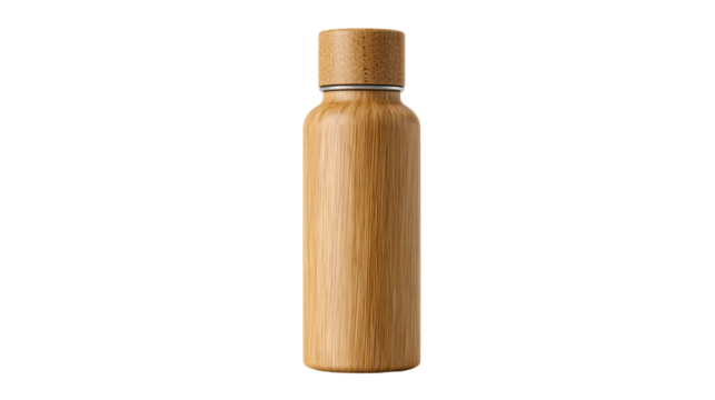 Wooden bottle pump cap mockup isolated on transparent background