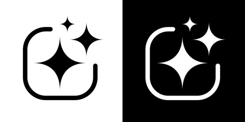 Generate AI icons sparkle set trendy style. Machine learning technology, artificial intelligence button for ui ux element, app, website vector