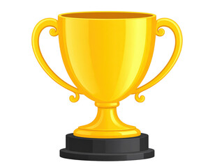 Golden trophy cup isolated on transparent background