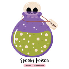 Spooky Poison Bottles Halloween Magic Potions Witchcraft vector illustration