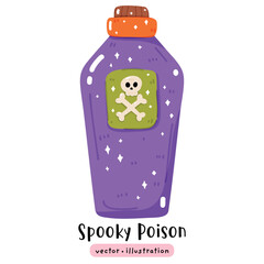 Spooky Poison Bottles Halloween Magic Potions Witchcraft vector illustration