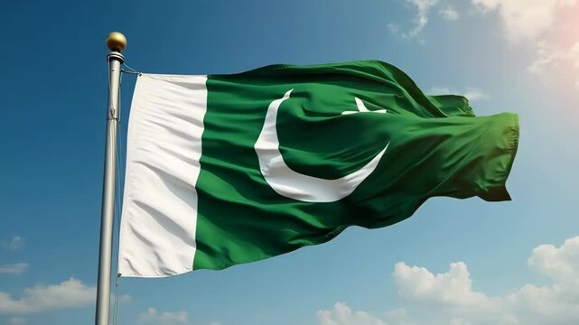 Pakistan National Flag Waving in the Wind | 14 August Independence Day Tribute