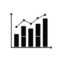 Black bar chart shows increasing trend with a dot graph over a transparent backdrop