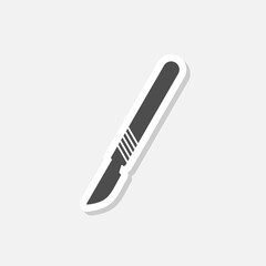 Scalpel knife symbol icon sticker isolated on gray background