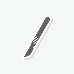 Scalpel knife symbol icon sticker isolated on gray background
