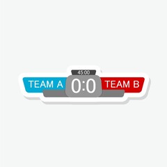 Scoreboard versus team A vs team B Icon sticker isolated on gray background