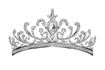 Tiara jewellery silver crown isolated on transparent background PNG
