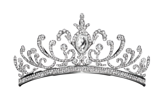 Tiara jewellery silver crown isolated on transparent background PNG