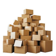 Fototapeta premium Pile of cardboard boxes stacked together for shipping and storage