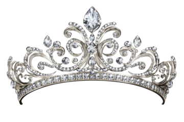 Tiara jewellery silver crown isolated on transparent background PNG