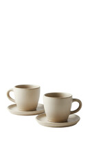 Photo of Two Coffee Cups with Saucers on Black Background
