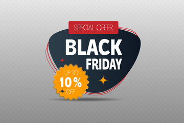 Black Friday sticker and decal, sale and discounts.