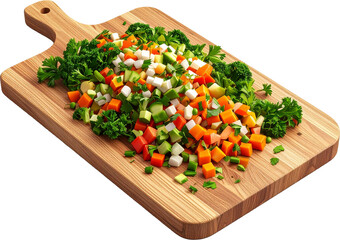 Cutting Board with Vegetables icon isolated on transparent background. PNG