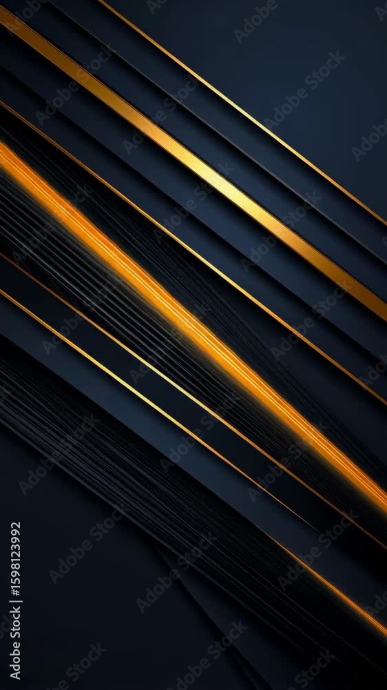 Poster abstract lines of gold and dark color create an eye-catching layered and striped pattern on a diagon