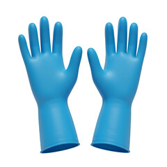 Obraz premium 3D Illustration of Blue Rubber Gloves for Cleaning and Sanitizing