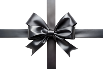 Black Bow With Gif Ribbon Isolated Transparent Background Png Cutout