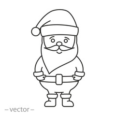 Obraz premium santa coloring, santa claus cartoon, christmas coloring for kids, icon, winter holidays concept, thin line symbol on white background - editable stroke vector illustration eps10