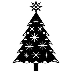 Christmas Ice Etch Silhouette – Frosted Glass Window Clipart, Winter Holiday Season Vector Artwork