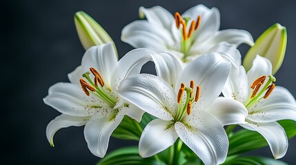 Obraz premium Close-up view of elegant white lilies.