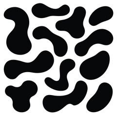 Black organic blobs on a white background abstract pattern vector