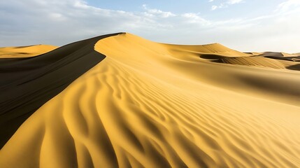 Sand Dunes Rolling Across Arid Desert Landscape Under a Clear Sky