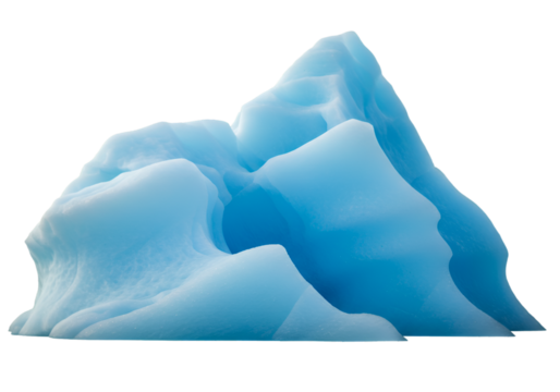 Realistic image of a blue iceberg on an isolated black background