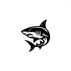 Fototapeta premium Aggressive shark silhouette tribal design