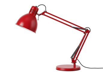 Red Desk Lamp Illustration on Isolated Black Background