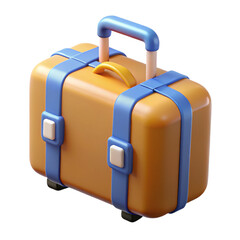Luggage Plastic 3D Icon for Travel Vacation Trip Baggage and Tourism Concepts


