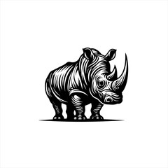 Fototapeta premium Stylized black and white illustration of a rhinoceros