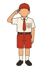Obraz premium Elementary School Boy Uniform in Indonesia