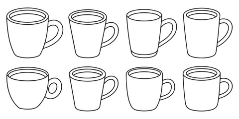black vector various Coffee Mug Silhouette