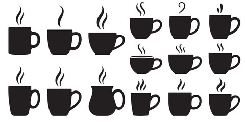 Fototapeta premium black vector various Coffee Mug Silhouette