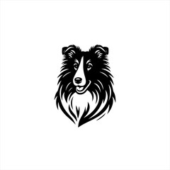Obraz premium Stylized black and white portrait of a collie dog