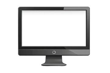 Fototapeta premium Black computer monitor with blank screen. Glossy, rectangular display. Gray/black base. Modern design